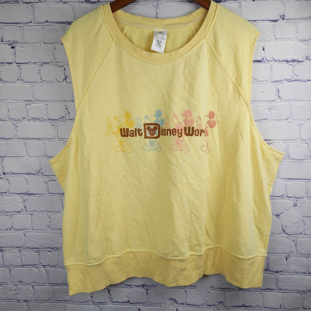 Disney World Mickey Mouse Ice Cream Sleeveless Cropped Shirt Yellow 3x